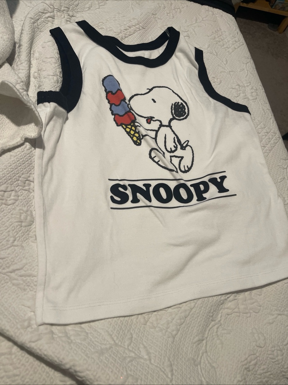 Snoopy White & Black Kids Tank Top Sz XL